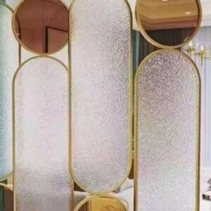 Golden Stainless Steel Oval Partition, 3 Panels